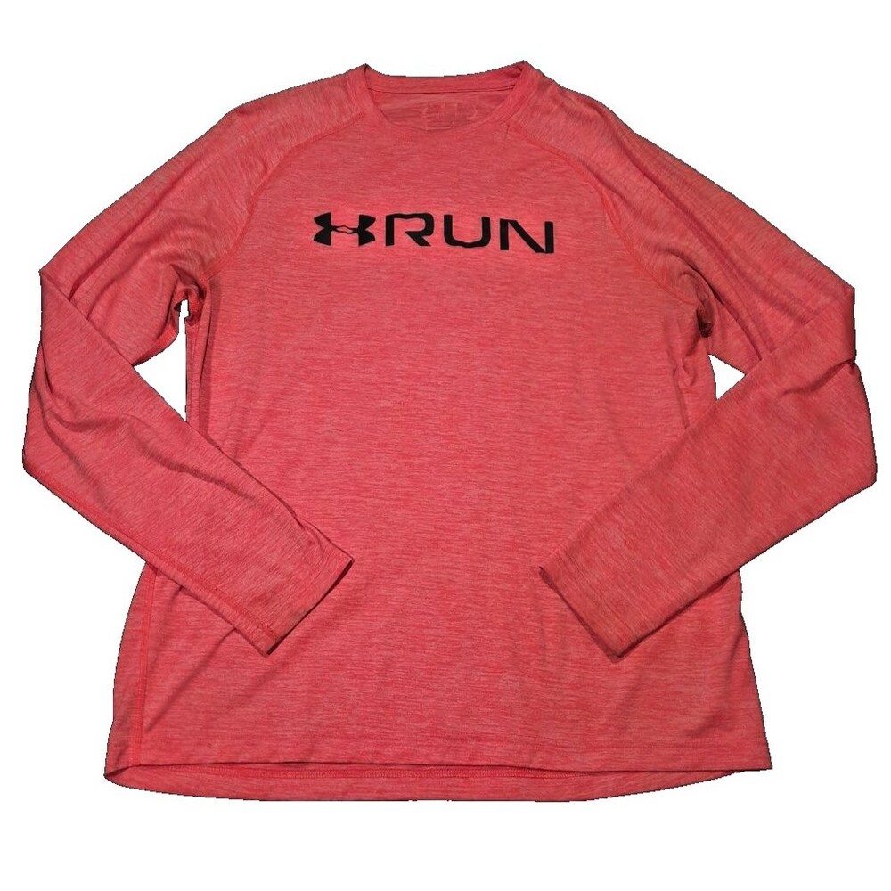 Under Armour Men's UA Red Orange Tones UA Run Long Sleeve Shirt size Large